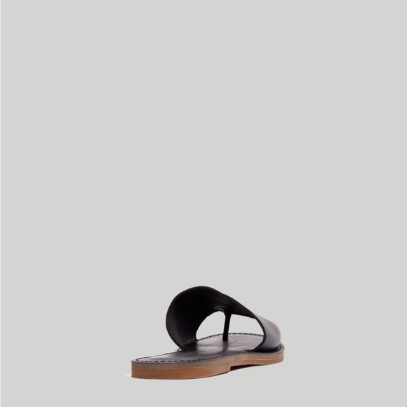 Madewell Boardwalk Post Slide Sandal in True Black Leather - Picture 3 of 10